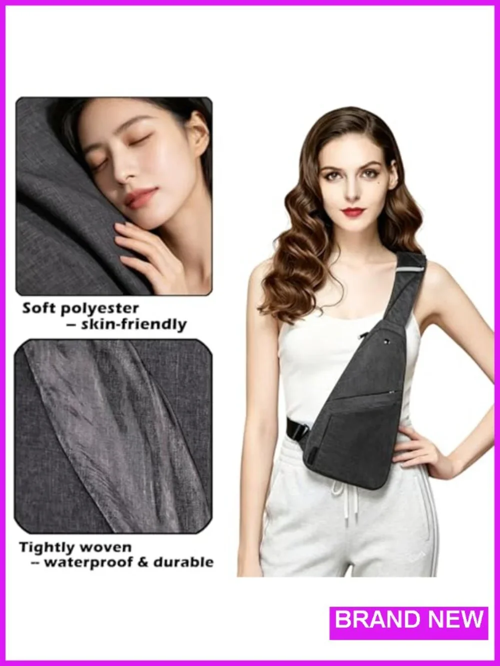 Slim Anti Theft Sling Bag RFID Blocking Crossbody Travel Backpack